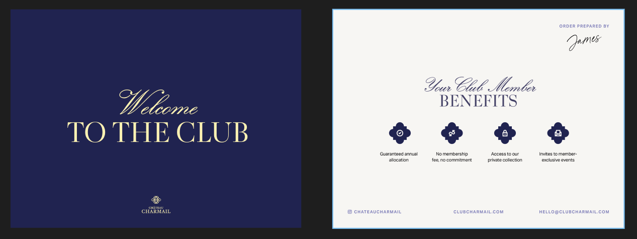 Club Charmail Welcome Card